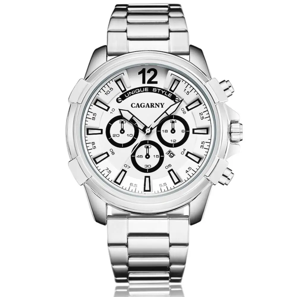 

Cagarny TOP Classic Luxury Watch Men Quartz Steel Watchband Bracelet Mens Clock Calendar Wristwatch Military Relogio Masculino