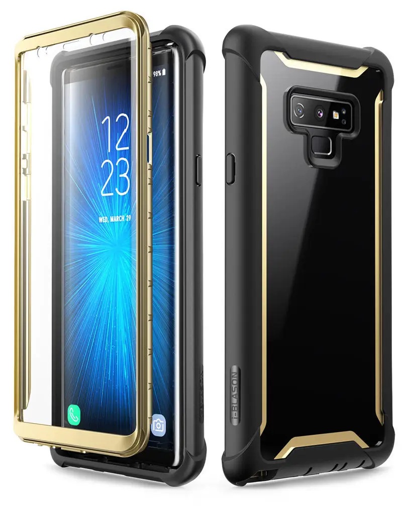 Gold Чехол i-Blason для samsung Galaxy Note 9, серия Ares, полный корпус, прочный, прозрачный, бампер, чехол со встроенной защитой экрана - Цвет: Gold