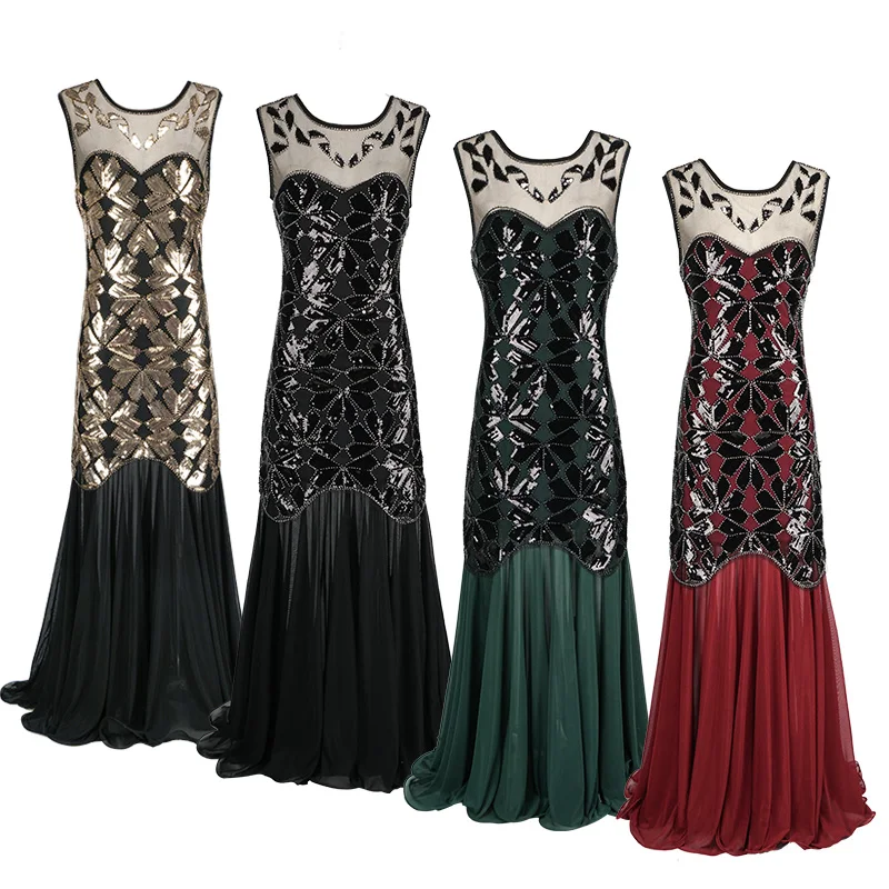 

CQ01 Black green Red 20s Gatsby Abbey Flapper Dress Wedding Evening Party Bridesmaid Costume evening party dress