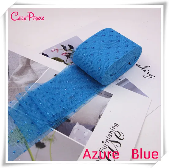 AZURE BLUE 6 см блестящая Тюлевая лента с блестками, Тюлевая сетка, рулонная повязка на голову "сделай сам", помпоны, ручная работа, вечерние украшения - Цвет: AZURE BLUE