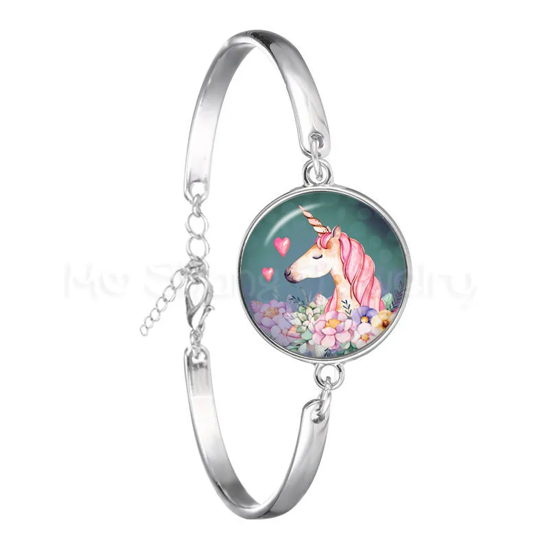 Единорог Kawaii лошадей 18 мм стеклянный браслет из кабошона Jewely подарок для детей