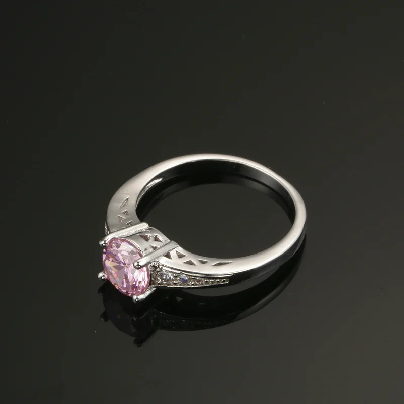 Милые розовые Австрийские Кристальные кольца для женщин-серебристые-ювелирные