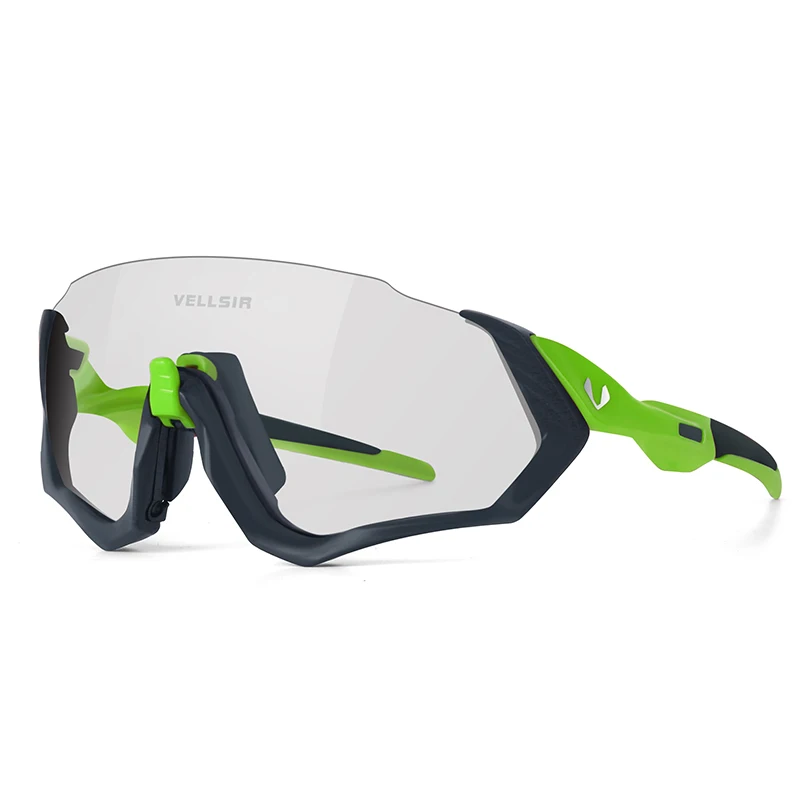 V black green Profession Photochromic Cycling Flight Sunglasses Sports Cycling Mountain Bike Cycling Goggles Cycling Sunglasses UV400 Eyewear - Цвет: V black green
