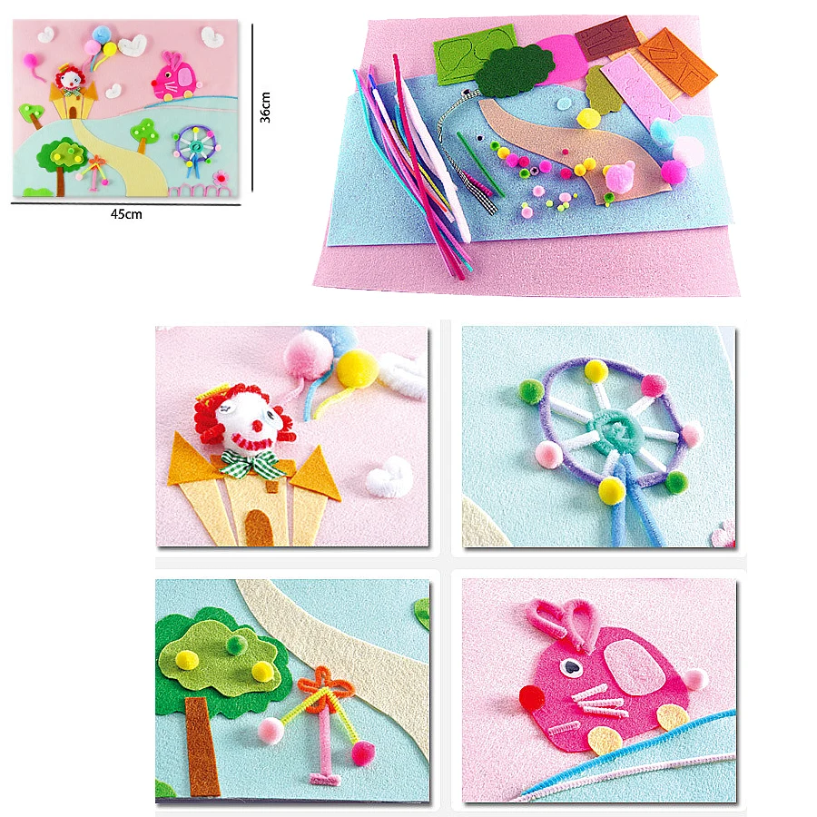 Craft Toys Handmade DIY Plane Puzzle Fabric 45x36CM Creative Non-woven Picture 3D Cartoon Sticker Crafts For kids | Игрушки и хобби