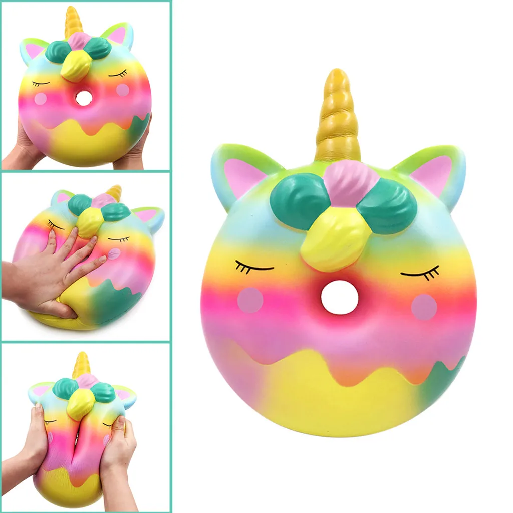 Мягкое милое Kawaii Jumbo Rainbow пончик снятие стресса Ароматические супер медленно
