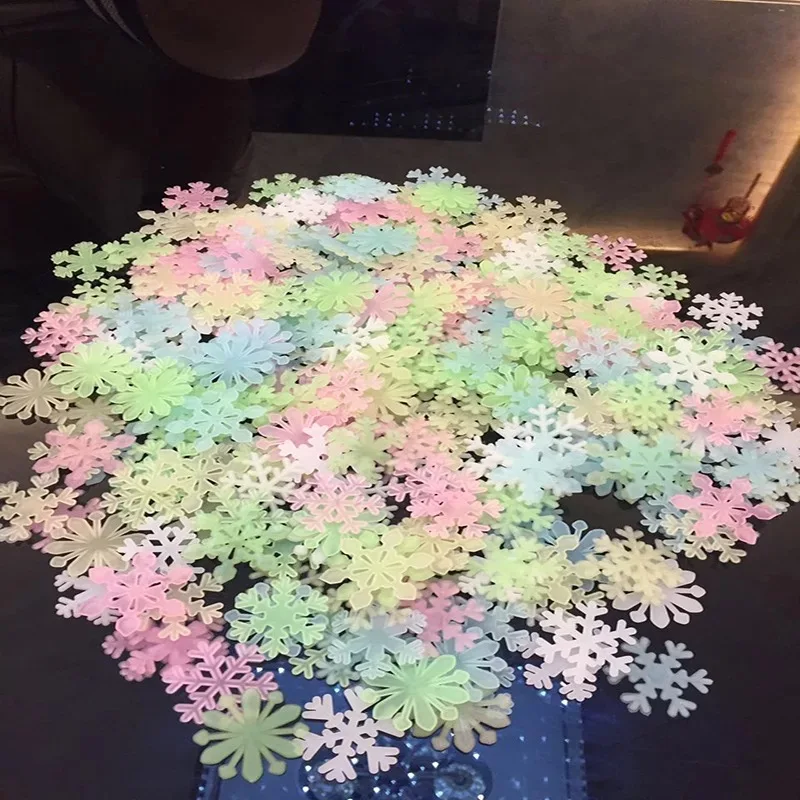 50 шт./компл. ночник 3D Снежинка наклейки игрушка светятся в темноте для детей
