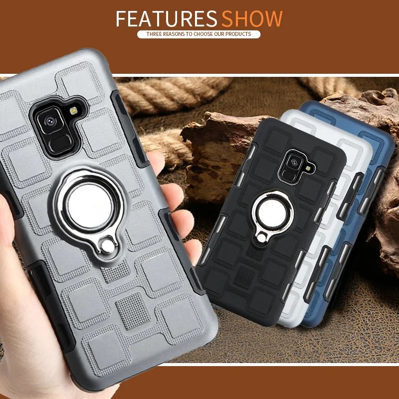 

Luxury Magnetic Ring Stand mobile Case For Samsung Galaxy A8 Plus 2018 Cover Shell For Samsung S8 S9 Plus Finger Ring Phone Case