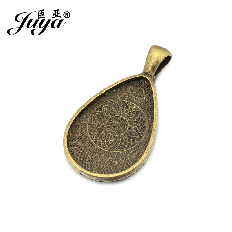 JUYA 4pcs Pendant Cabochon Base DIY Charms Necklace Keychain Findings Jewelry Making Matching Glass Crafts Supplies Accessories | Украшения