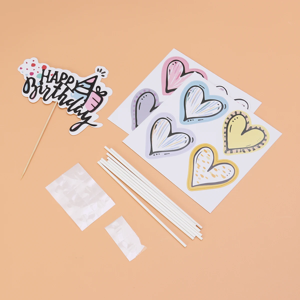 9 шт. Прекрасный Сердце Топпер для торта С Днем Рождения Бумажные палочки торт