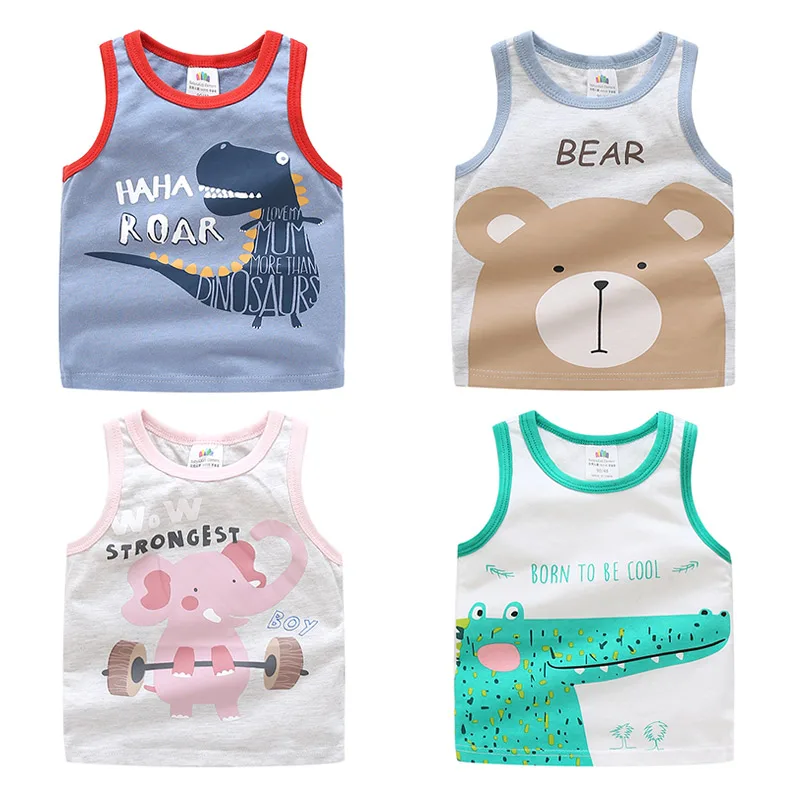 

2 3 4 5 6 Y Baby Boys Vest Cotton Cartoon Animal Printing Tops for Boy Kids T-shirts Sleeveless Shirts Summer 2019 New Arrival