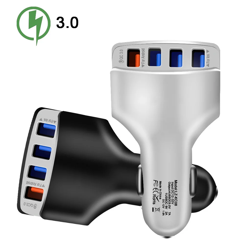 KISSCASE 4 USB быстрая зарядка QC 3 0 Автомобильное зарядное устройство для iPhone 8 7 XR usb type-C