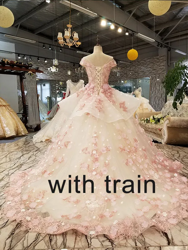 with train LS6669 цвет кружева 3d цветы вечернее платье колпачок рукав o-образным вырезом зашнуровать вверх платье для бальное платье для прекрасной китайской оптовой продажи - Цвет: with train