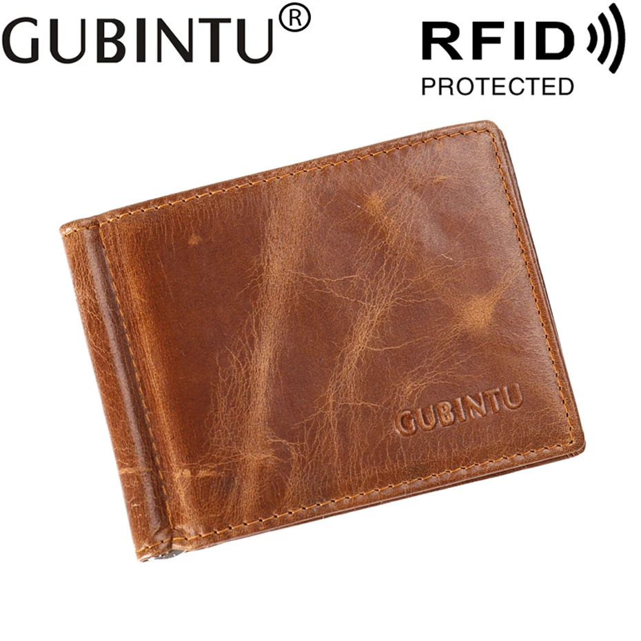 Тонкий бумажник из натуральной кожи для мужчин RFID мужской кошелек деловой