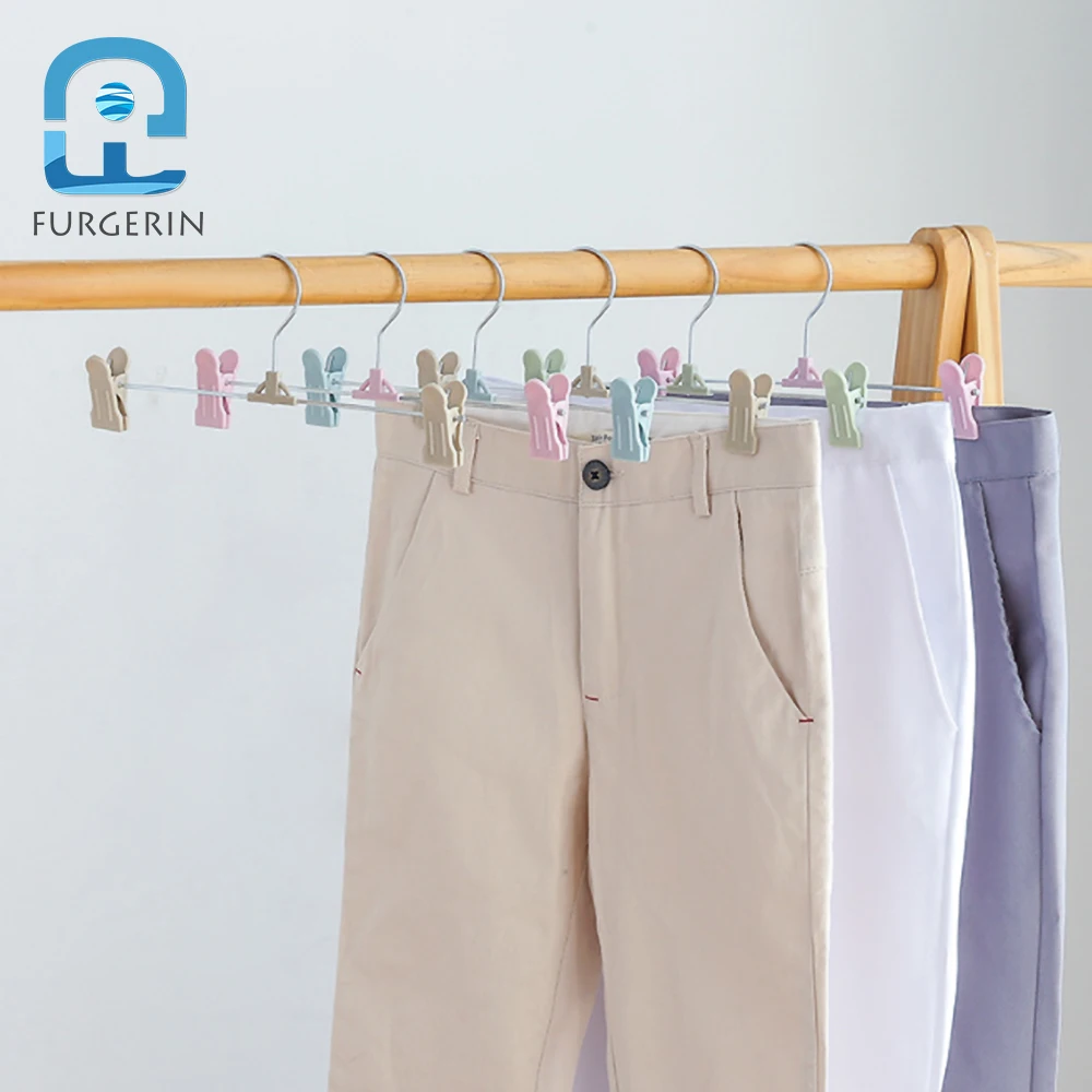FURGERIN 10PCS/LOT Nonslip Adult Clothes Hangers Children Adjustable Clothing Hanger for jeans pants coat skirt hanger with pegs | Дом и сад