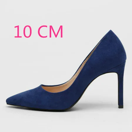Blue-10CM Heel Женские туфли-лодочки туфли на высоком каблуке женские пикантные вечерние туфли на шпильке 10 см с острым носком офисные женские свадебные туфли на высоком каблуке размера плюс - Цвет: Blue-10CM Heel