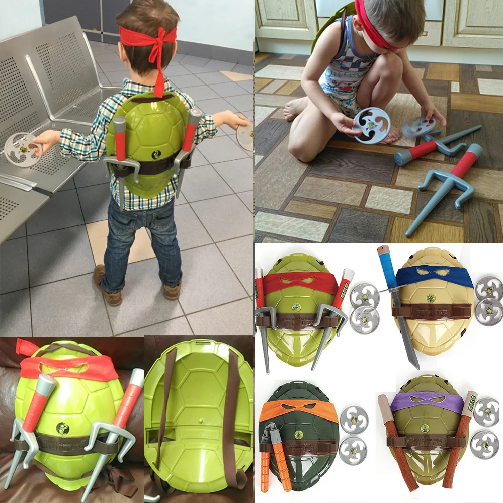 

Turtles Armor Toy Weapons Turtle Raphael Michelangelo Leonardo Figure Cosplay Mask Shell Weapon Props Party for boy Kids