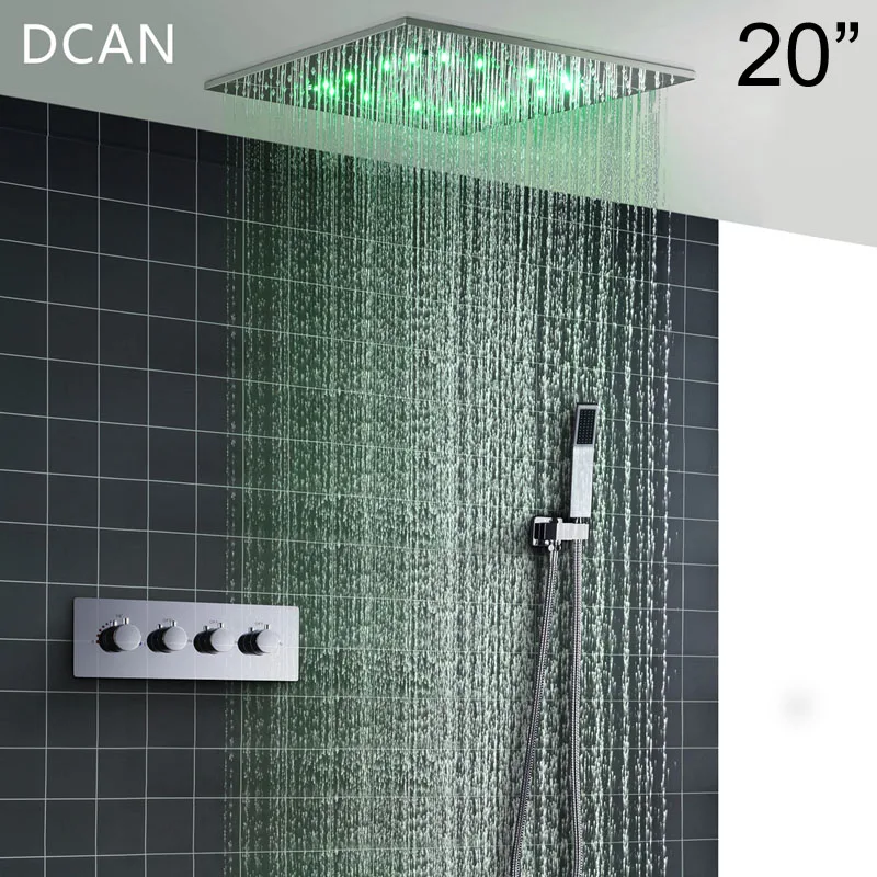 UB-850012-20inch-led 20 дюймов Поток из нержавеющей стали с высоким потоком из нержавеющей стали Система душевой лейки Смеситель для душа - Цвет: UB-850012-20inch-led
