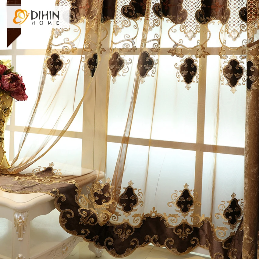 DIHIN HOME 1 шт. Европейский балдахин Роскошные занавески для гостиной s вышитые вуали