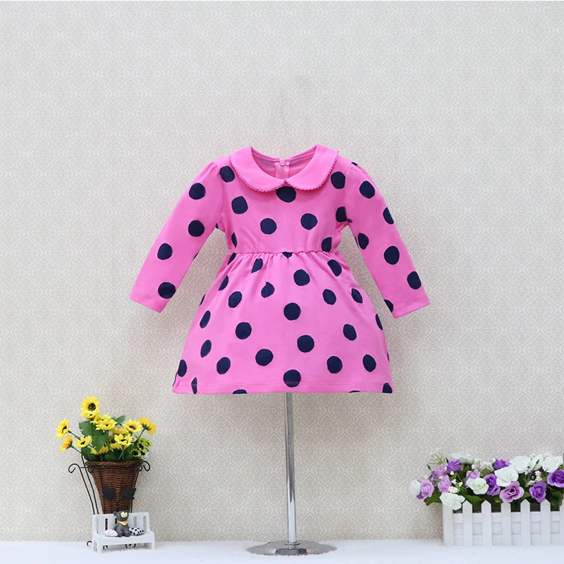 Long sleeve 3 to 7 years old girl dress cotton petticoat knee length Wave point cute dresses baby girls underdress 2018 | Детская одежда