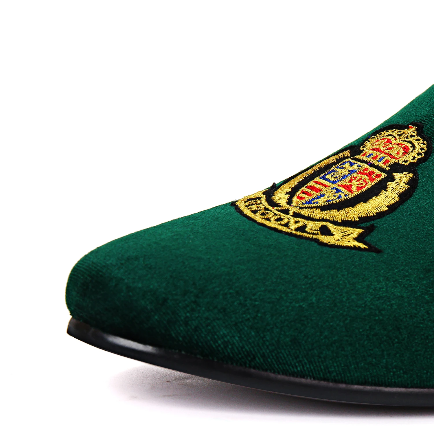 Harpelunde Men Moccasins Green Embroidered Velvet Loafers Fashion Smoking Slippers Size 7-14 | Обувь