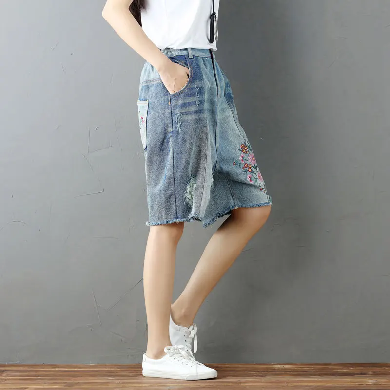 Женские летние винтажные отбеленный поцарапанный вышитый эластичный пояс