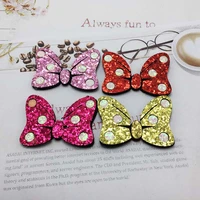 10pcs 64 2 cloth art gold pink cartoon mickey bow tie appliques for craft clothes stickers supplies diy hair clips ornament