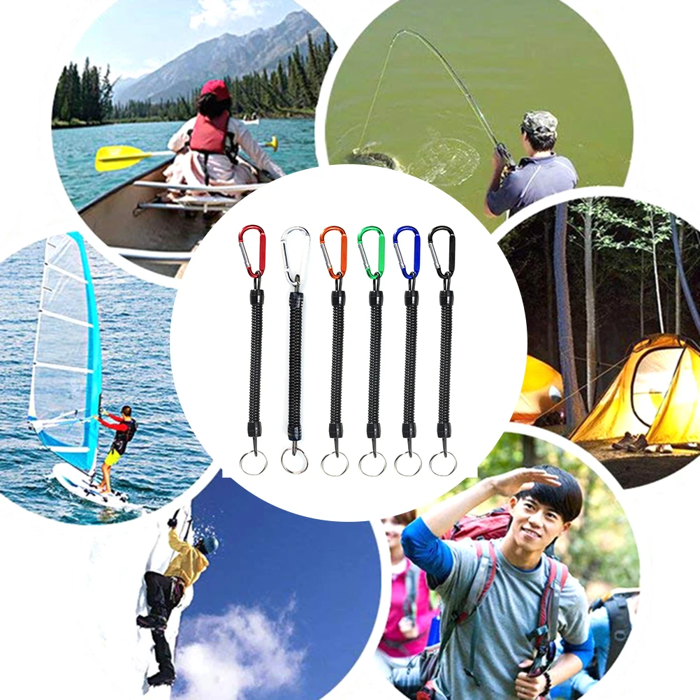 

Coil Springs Keychain Retractable Coil Cord Key Chain Holder with Carabiner Fishing Tackle Accessories Chain Keychain Strap #20