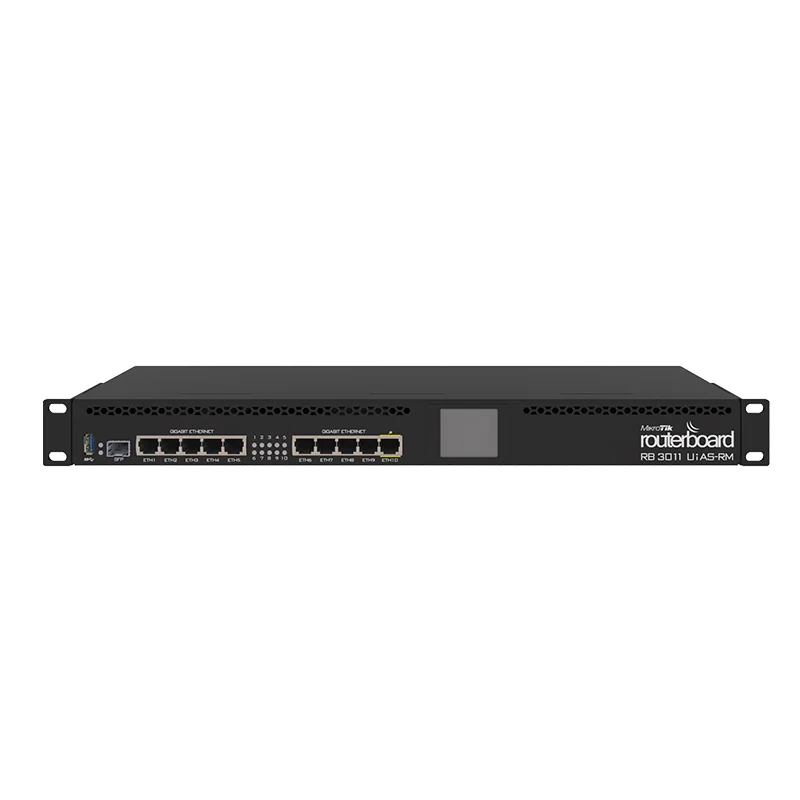 

MikroTik Gigabit Ethernet Router RB3011UIAS-RM Multi Port Device 10x Gigabit Ports 1x SF 10-port Switches English Firmware