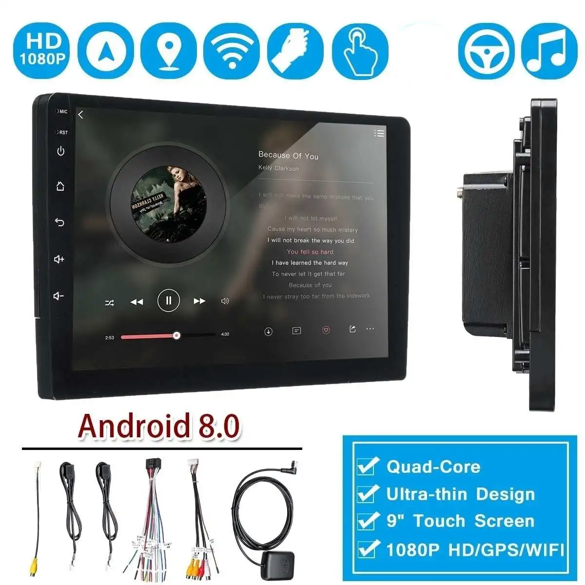 RAM1G+ 16G автомобильный стерео 2 DIN Автомобильный мультимедийный плеер для Android 8 bluetooth WI-FI FM Радио Видео gps Nav Quad основной игрок 7/9/10 дюймов