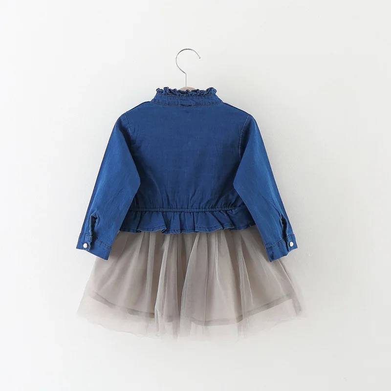 GEMTOT 2017 spring 0-3 year old girl exploding money one button pure color cowboy mesh dress factory direct sale k1 | Детская одежда и