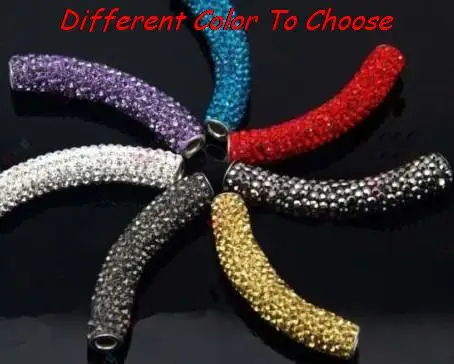 

free shipping can choose color mixed multi color long bending tube beads. new fashion bead for bracelet crystal