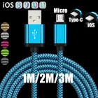 1 м2 м3 м Плетеный зарядный кабель Micro USBType-CiOS кабель для синхронизации данных для iPhone 8 7 6 Plus 5 для Samsung S8 S7 S6 Note 5 4 лот
