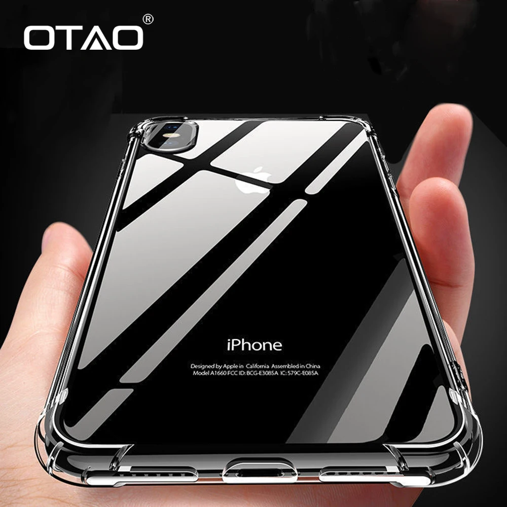 OTAO Luxury Transparent Phone Case For iPhone XS MAX XR X 8 7 6 6s Plus Airbag Drop Cases Ultra-thin TPU Soft Back Cover Coque | Мобильные