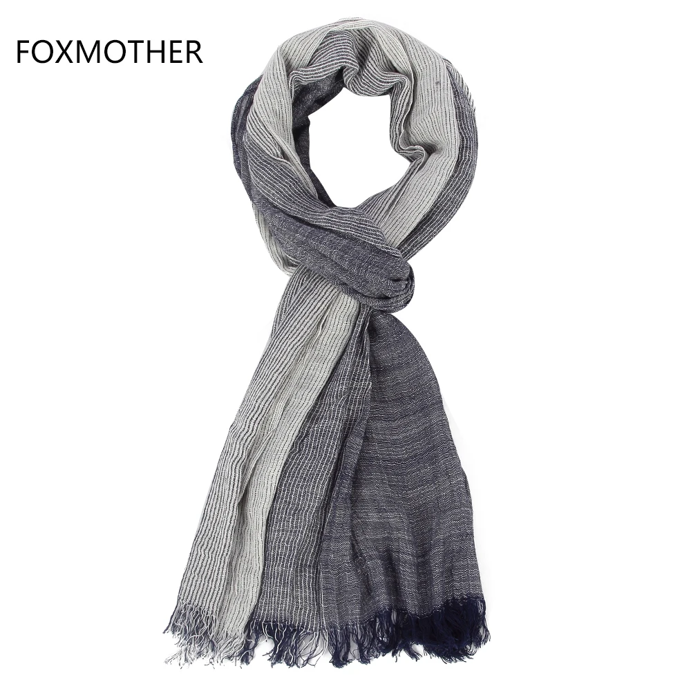 FOXMOTHER бренд осень зима мягкий темно-синий белый полосатый шарф для мужчин