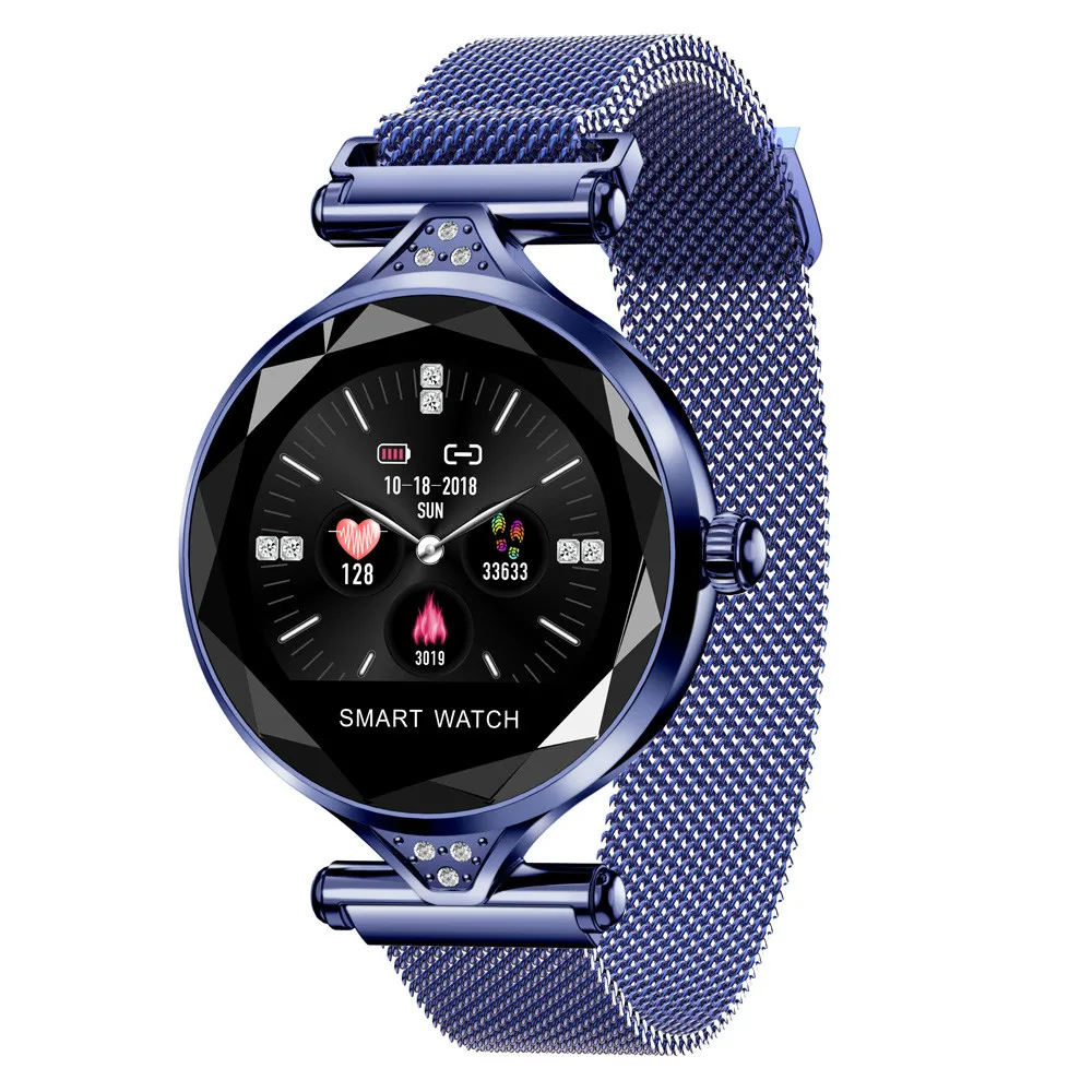 Для женщин модные часы Smart Watch крови Давление сердечного ритма монитор наблюдения за сном шагомер роскошные женские умные часы подарок для девочки