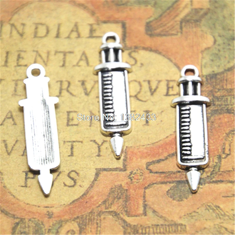 20 шт игольчатые амулеты серебристого оттенка медицинские подвески 30х9 мм |