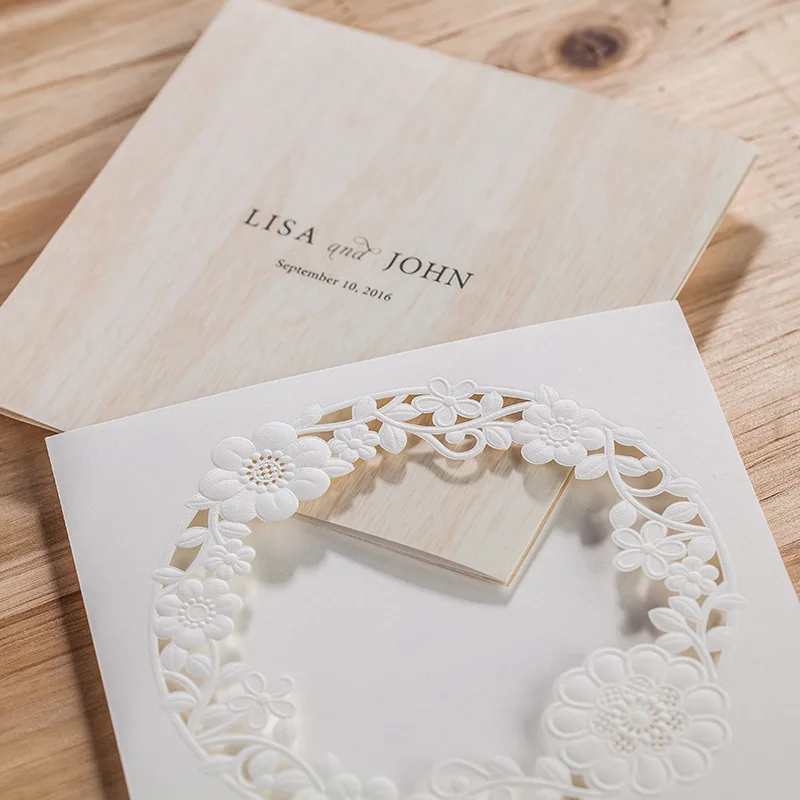 Кружево цветок белый Цвет квадратной формы Свадебное приглашение|Открытки и