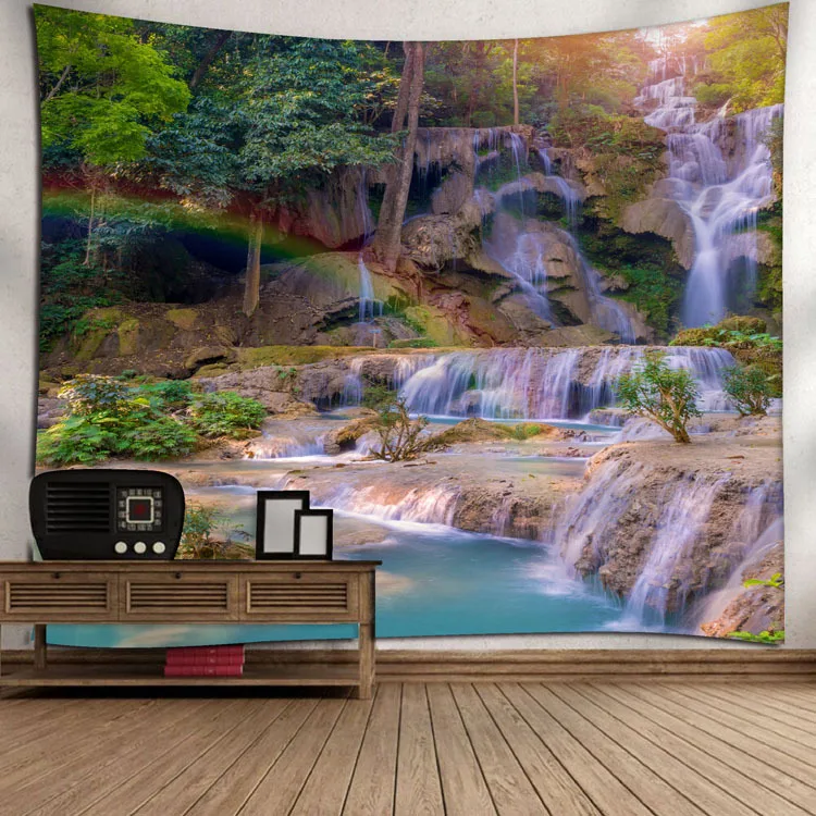 Tapestry 3D принт лес и горы гобелен с пейзажем настенные подвесные гобелены для домашнего декора Туманный лес настенное покрытие гобелен - Цвет: Tapestry