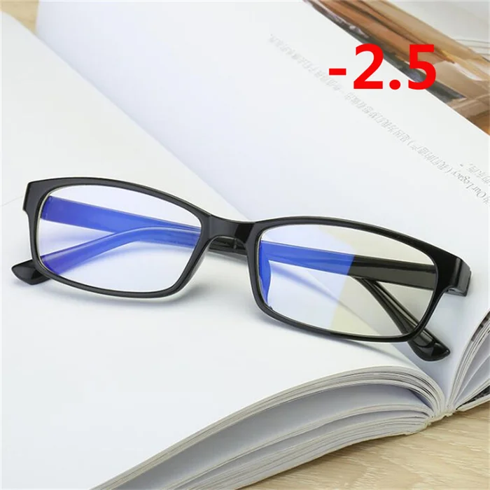 Myopia 250 0-0,5-1-1,5-6. 0 готовой близорукость очки Для женщин Для мужчин Anti-Blu-ray черный прозрачный каркас с коротким-очки для коррекции зрения со степенью - Цвет оправы: Myopia 250
