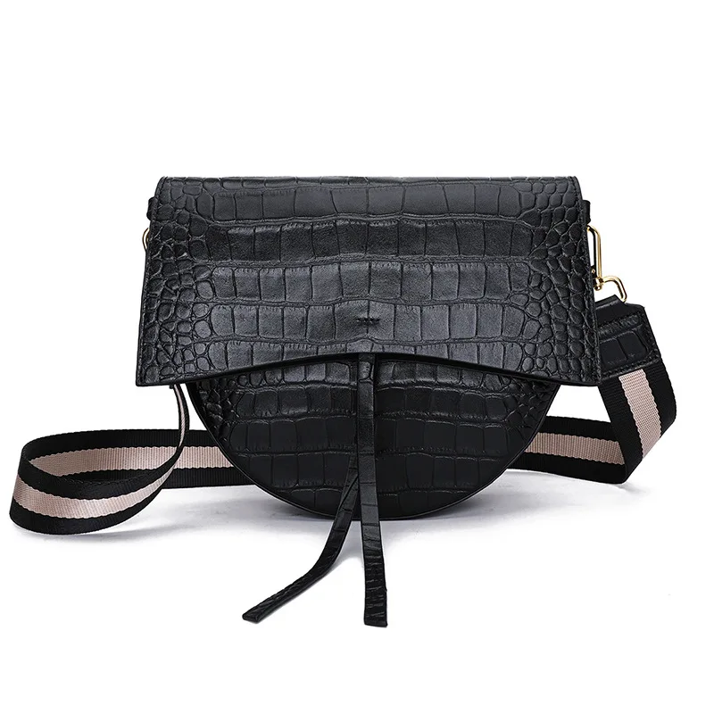 Женская модная сумка-мессенджер из натуральной кожи с крокодиловыми линиями |