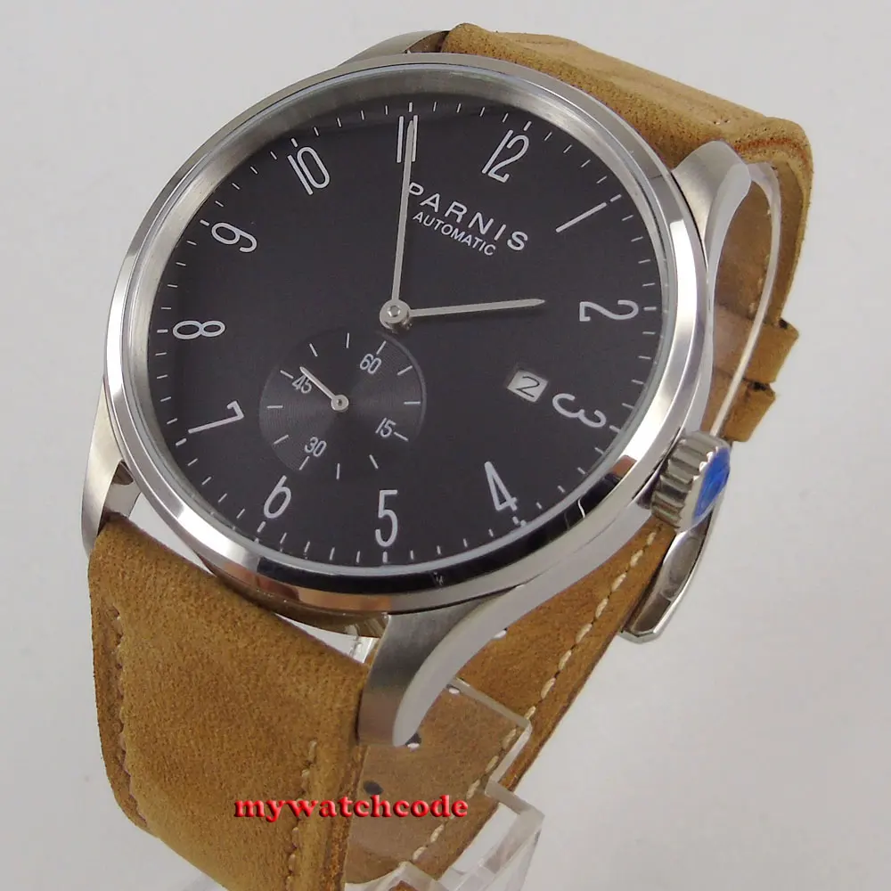 

42mm parnis black dial date window ST1731 automatic STYLISH MENS UHR watch