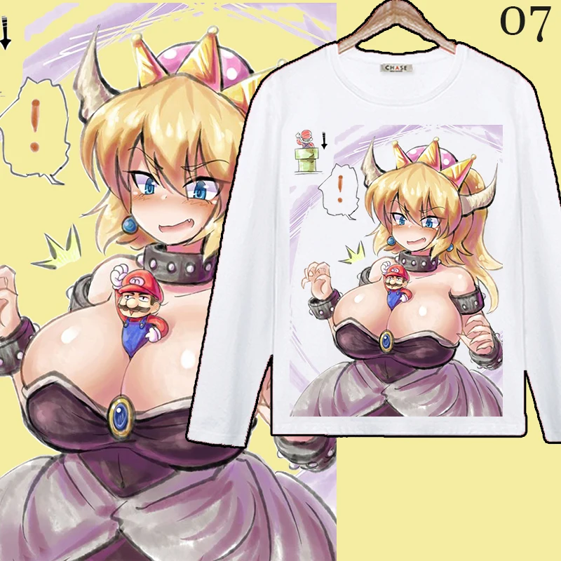 Косплей-свитшот Kuppa Hime футболка с длинным рукавом Bowsette Bowser Koopa Princess bowser 3D-принтом в