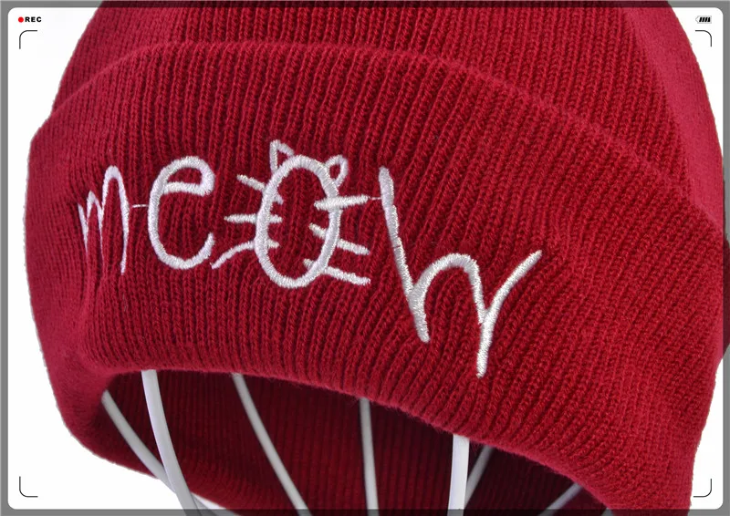 

winter Unisex MEOW Cap Men Women Casual Hip Hop Hats Knitted Wool Skullies Beanies Hat Warm Winter Hat For Women Beanie