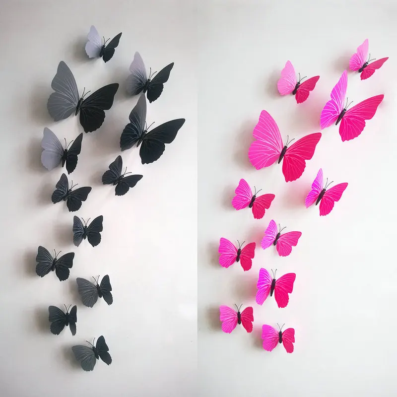 12 шт./лот 3D наклейки на стену холодильник бабочки магниты DIY домашний Декор