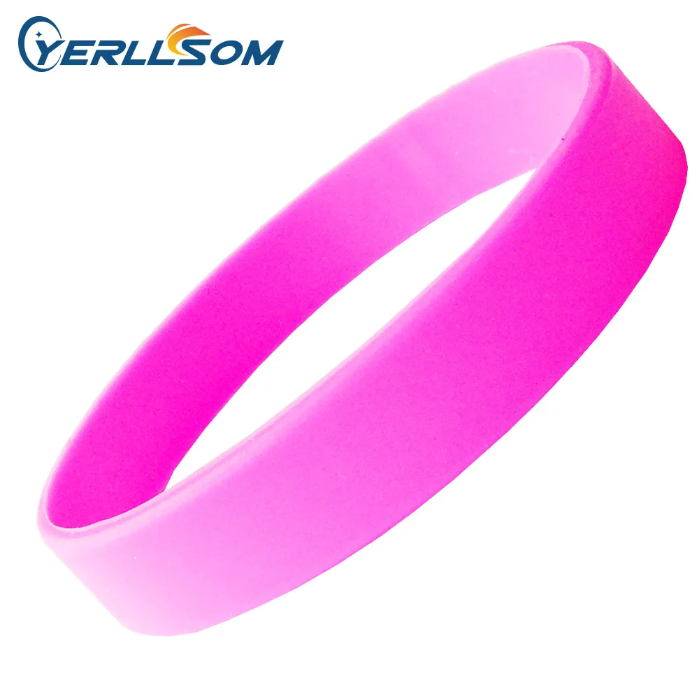 

YERLLSOM 50pcs/Lot Free Shipping high quality Hot Pink Solid Color Silicone Wristbands with custom logo S032605