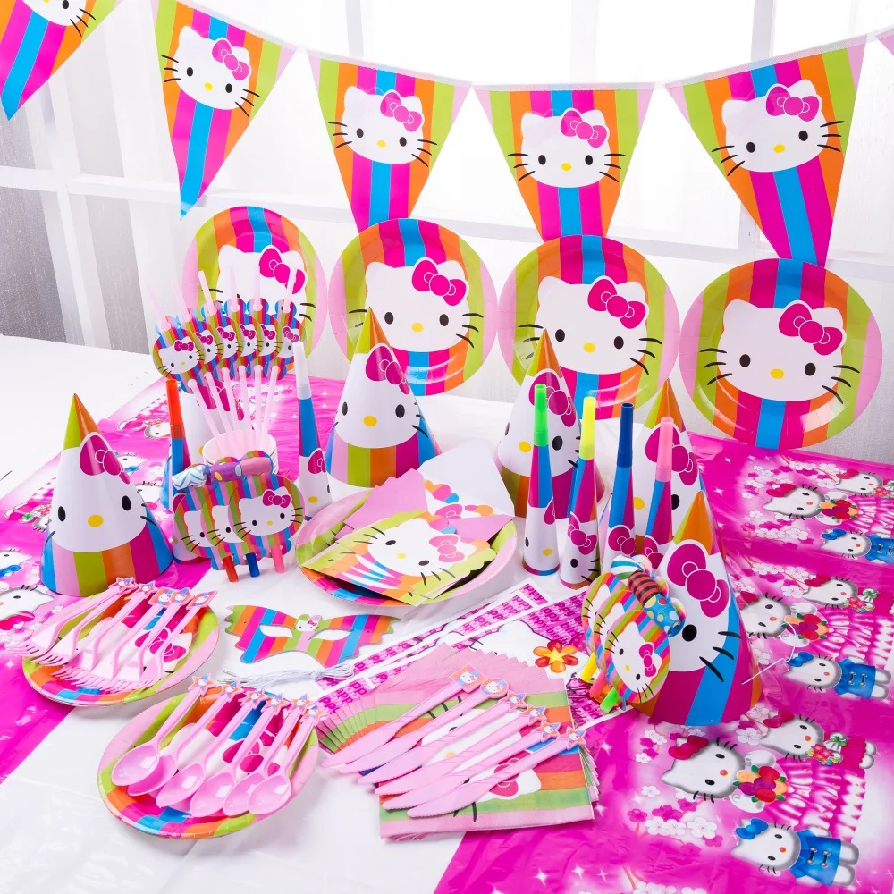 Детские одноразовые тарелки hello Kitty вечерние наборы для украшения свадебных