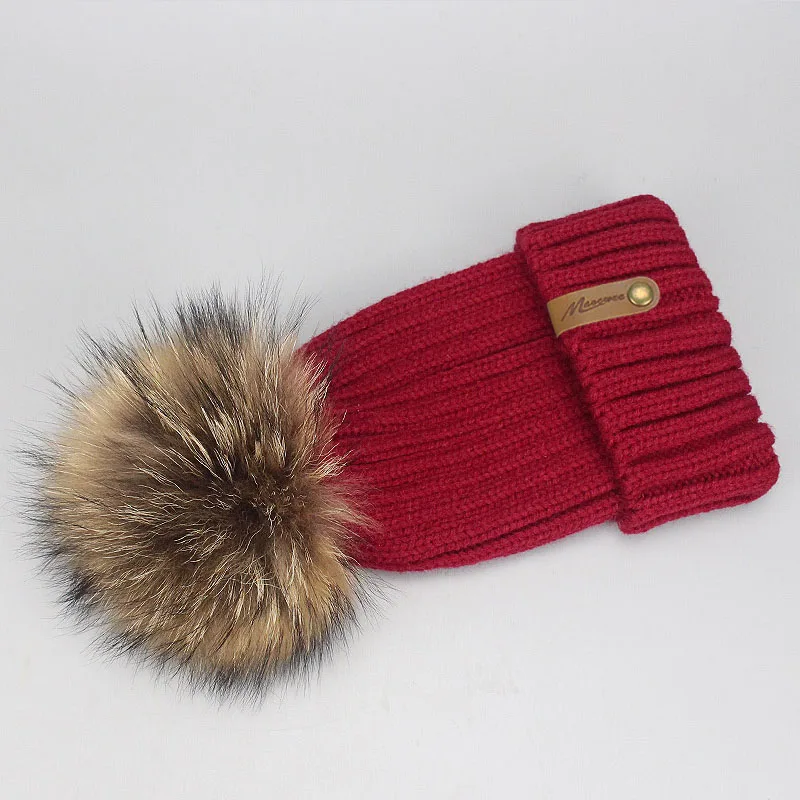 L Wholesale Mink And Fox Fur Ball Cap Pom Poms Winter Hat For Women Girl 'S Hat Knitted Beanies Cap New Thick Female Skullies - Цвет: L