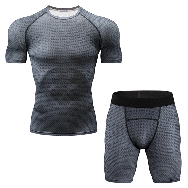 Новый Фитнес компрессионный набор футболка мужская 3DMMA печать Crossfit мышцы рубашка