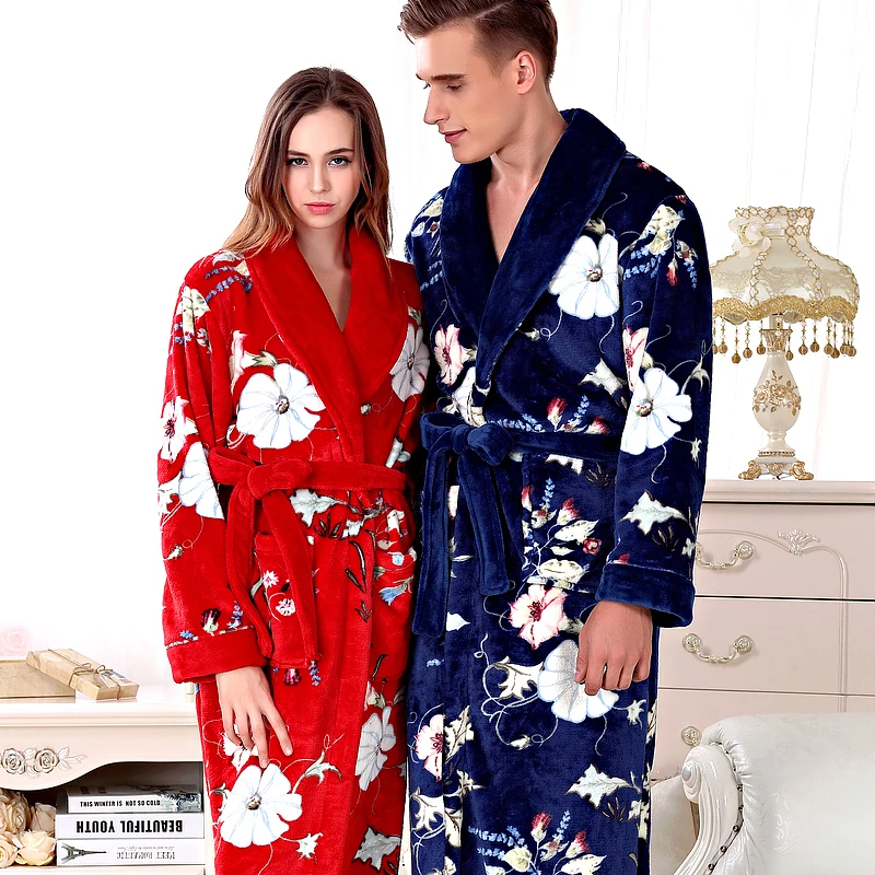 Распродажа теплый зимний банный халат для мужчин и женщин мягкий as Silk длинное