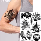 Круглые временные тату FANRUI, черные фальшивые татуировки, водонепроницаемые, на запястье